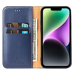 Etui en PU FIERRE SHANN fermeture magnétique avec support pour votre iPhone 14 Plus - bleu