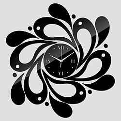 Wewoo Horloge murale 2 PCS Accueil Cristal Acrylique Quartz Miroir Bijoux Pétale Motif Noir