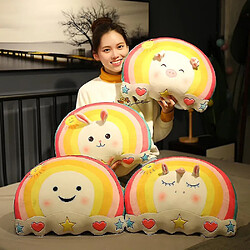 Avis Universal Smile Plux Rainbow Clow Oreiller en peluche Jouet arc-en-ciel durs avec un visage de lapin à la licorne Face à la maison