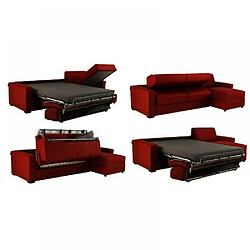 Avis Inside 75 Canapé d'angle DREAMER convertible EXPRESS 140cm CUIR VACHETTE bordeaux matelas 16 cm