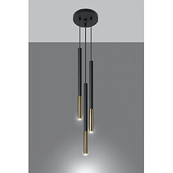 Avis Luminaire Center Suspension Mozaica Acier Or noir 3 ampoules 90cm