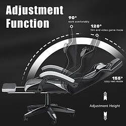 RATTANTREE Chaise de Gaming avec Repose-Pied, siège gaming, fauteuil gaming, Dossier Inclinable à 155, chaise bureau gaming avec appuie-tête, Noir Blanc