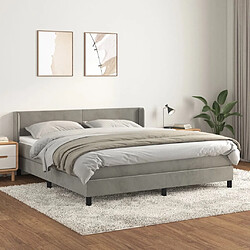 vidaXL Sommier à lattes de lit et matelas Gris clair 160x200cm Velours