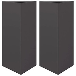 vidaXL Jardinières 2 pcs noir triangulaire 40x34,5x70 cm acier