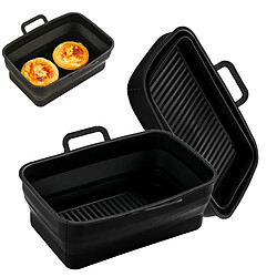 INF Bol carré pliable en silicone pour friteuse à air, paquet de 2 Black