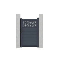 Vente-Unique Portillon battant aluminium semi plein à motifs L103 x H166 cm anthracite - BAZIO