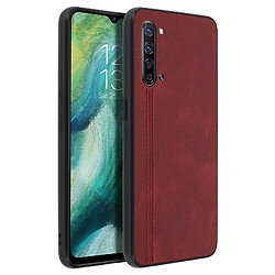 Avizar Coque Oppo Find X2 Lite Rigide Contour Bumper Silicone Effet Cuir Rouge