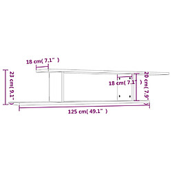 vidaXL Étagère TV murale Gris béton 125x18x23 cm Bois d’ingénierie pas cher