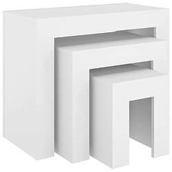 Maison Chic Ensemble de 3 Tables basses gigognes,Table Console pour salon Blanc Aggloméré -MN11221