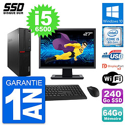 PC Lenovo M800 SFF Ecran 27" Intel i5-6500 RAM 64Go SSD 240Go Windows 10 Wifi - Occasion