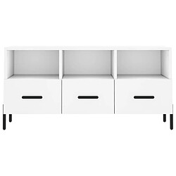 Maison Chic Meuble TV scandinave - Banc TV pour salon blanc 102x36x50 cm bois d'ingénierie -MN17329 pas cher