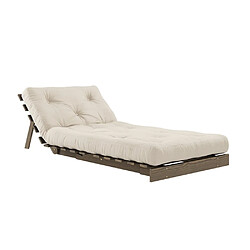 Inside 75 Fauteuil convertible futon ROOTS pin carob brown matelas beige couchage 90 x 200 cm