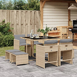 vidaXL Ensemble à manger de jardin et coussins 9 pcs mélange beige