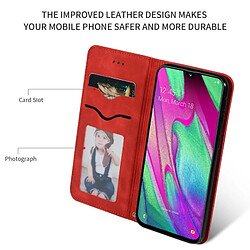 Wewoo Housse Coque Etui en cuir avec rabat horizontal magnétique Business Skin Feel pour Samsung Galaxy A40 rouge