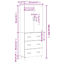 vidaXL Buffet haut Blanc brillant 69,5x34x180 cm Bois d'ingénierie pas cher