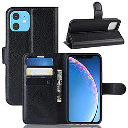 Wewoo Coque Étui en cuir à rabat Litchi pour iPhone 11 avec fentes portefeuille et porte-cartes noir