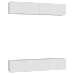 Maison Chic Meubles TV 4 pcs | Banc TV Moderne pour salon | Meuble de Rangement Blanc 80x30x30 cm Aggloméré -MN35136