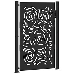 vidaXL Portail de jardin noir 105x155 cm acier conception de flamme