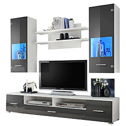 DUSINE Meuble TV Mural Magnetic Gris Blanc 200 cm