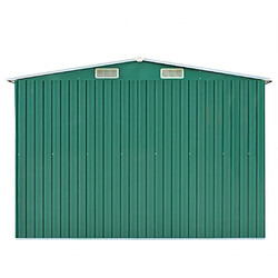 Helloshop26 Abri de jardin cabane cabanon maison de stockage remise extérieur hangar outils robuste 257 x 489 x 181 cm métal vert 02_0022173