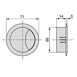 Avis Emuca Couvercle passe-câbles, circulaire, D. 60 mm, à encastrer, Plastique, Noir