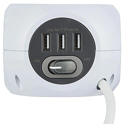 Avis Electraline 62078 Mini Cube 3 Ports USB 2.4 A avec 3 Prises avec Interrupteur Câble 3 M Blanc