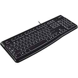 Chrono Clavier commercial filaire Logitech K120 pour Windows ou Linux, USB plug and play, pleine taille, résistant aux éclaboussures, barre d'espace incurvée, PC / ordinateur portable, disposition QWERTY Royaume-Uni(Noir)