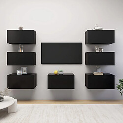 vidaXL Meubles TV 7 pcs Noir 30,5x30x60 cm Bois d'ingénierie