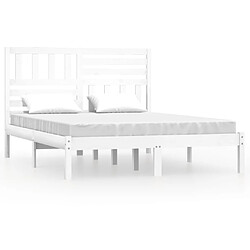 Maison Chic Lit adulte - Lit simple Cadre de lit,Structure du lit Contemporain blanc 150x200 cm très grand bois de pin massif -MN72234