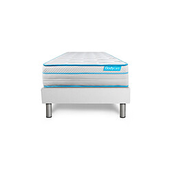 Bodycare Ensemble 90x200 matelas BodyMax micro ressorts ensachés et mémoire de forme + sommier kit blanc