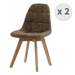 Moloo STELLA OAK - Chaise scandinave microfibre marron pieds chêne (x2)