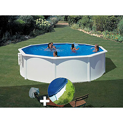 Kit piscine acier blanc Gré Bora Bora ronde 3,70 x 1,22 m + Bâche hiver