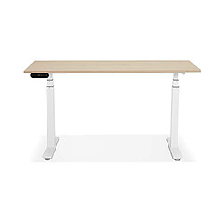 Mes Bureau 140x70x127 cm plateau naturel et métal blanc - ARUBA