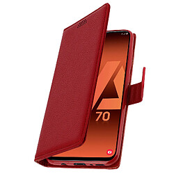 Avizar Housse Samsung Galaxy A70 Etui Emplacement Carte Fonction Support rouge