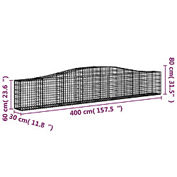 Acheter vidaXL Panier de gabions arqué 400x30x60/80 cm Fer galvanisé