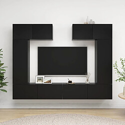 vidaXL Ensemble de meuble TV 6 pcs Noir Bois d'ingénierie