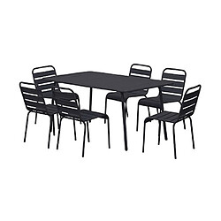 Mes Ensemble table de jardin + 6 chaises en métal gris - BACA