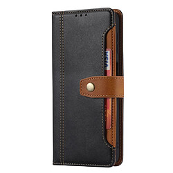 Coque en TPU + PU avec béquille et porte-cartes noir pour votre Xiaomi Redmi Note 10 4G/Redmi Note 10S