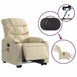 Maison Chic Fauteuil Relax pour salon, Fauteuil inclinable de massage électrique Crème Tissu -GKD11052 pas cher