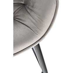 Decoshop26 Tabouret de bar chaise haute x1 assise effet capitonnée en velours gris et métal noir 10_0004893 pas cher