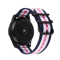 Bracelet en nylon fermeture à boucle bleu/blanc/rose pour votre Samsung Galaxy Watch 46mm/Huawei Watch GT 46mm