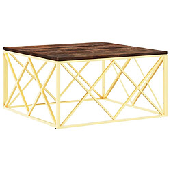 Maison Chic Tabls basse,Table Console pour salon doré acier inoxydable et bois massif récupération -MN94015