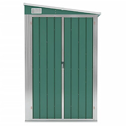 Helloshop26 Abri de jardin cabane cabanon maison de stockage remise extérieur hangar outils robuste mural 118 x 382 x 178 cm acier galvanisé vert 02_0022340