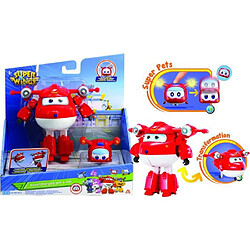 Auer SUPER WINGS – TRANSFORMING JETT SUPERCHARGE + FIGURINE SUPER MINI JETT – Avion Jouet Transformable Figurine Robot 12cm – Jouet 3ans+