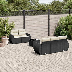 Maison Chic Salon de jardin 6 pcs avec coussins | Ensemble de Table et chaises | Mobilier d'Extérieur noir résine tressée -GKD60108