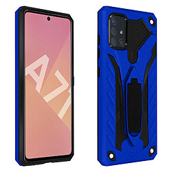 Avizar Coque Samsung Galaxy A71 Bi-matière Antichoc Béquille Fonction Support Bleu