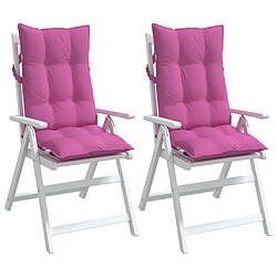 Avis vidaXL Coussins de chaise à dossier haut lot de 2 rose tissu oxford