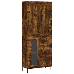 vidaXL Buffet haut Chêne fumé 69,5x34x180 cm Bois d'ingénierie