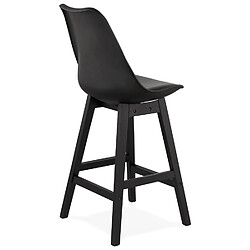 Acheter Alterego Tabouret snack mi-hauteur 'CAMILA MINI' noir avec pied en bois noir