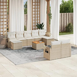 Maison Chic Salon de jardin avec coussins 10 pcs | Ensemble de Table et chaises | Mobilier d'Extérieur beige résine tressée -GKD24241